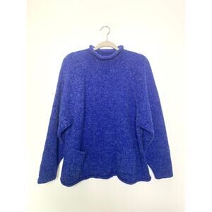 IN-KNIT Women's Blue Slouchy Knit Sweater with Pockets, Size XL